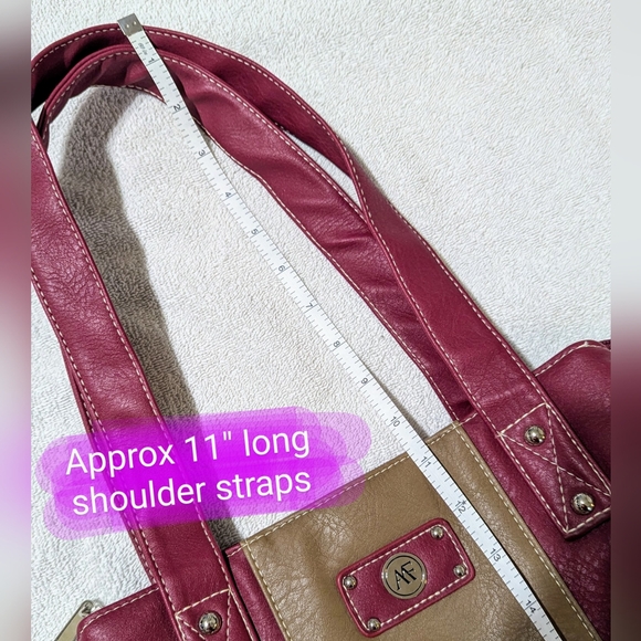 ANNA MARTINA FRANCO NWOT 3 lg pouch shoulder bag, Reddish/Burgundy & Tan colour - Picture 6 of 16